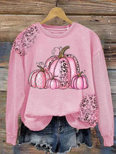 October Awareness Pink Pumpkin Leopard Print Sweatshirt