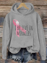 Women's We Believe in Miracles Awarenes Printed Hoodie