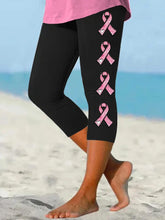 Women's Pink Ribbon Awareness Warrior Supporter Cropped Leggings
