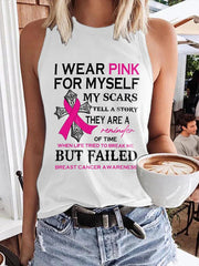 Faith Awareness I Wear Pink For Myself Print Tank Top