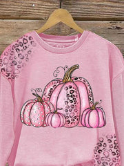 October Awareness Pink Pumpkin Leopard Print Sweatshirt
