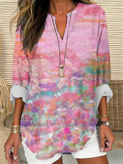 Women's Awareness Print Casual Long Sleeve V-Neck Shirt