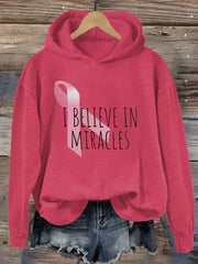Women's We Believe in Miracles Awarenes Printed Hoodie