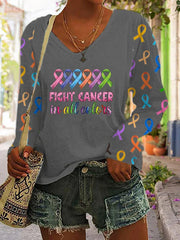 Women's Fight In All Colors V-neck Long Sleeve T-shirt