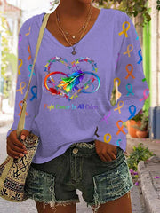 Women's Fight In All Colors V-neck Long Sleeve T-shirt