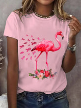 Women's Consciousness Flamingo Printed Short-Sleeved T-Shirt