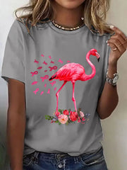 Women's Consciousness Flamingo Printed Short-Sleeved T-Shirt