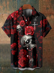 Men's Retro Dark Style Skull Print Shirt