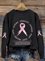 Women's Faith Support Strength Courage Fight Hope Bravery Awareness Printed Sweatshirt