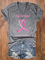 Women's Pi̇nk October Awareness Month Print T-Shirt