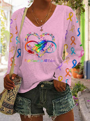 Women's Fight In All Colors V-neck Long Sleeve T-shirt