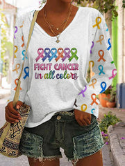Women's Fight In All Colors V-neck Long Sleeve T-shirt