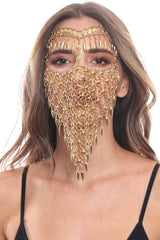 Gold Face Chain For Ladies, Face Veil Mask, Face Accessory, Oriental Head Jewelry, Arabic Style Metal Chain Face Jewelry
