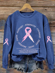 Women's Faith Support Strength Courage Fight Hope Bravery Awareness Printed Sweatshirt