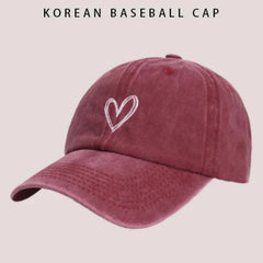 New Spring Summer Soft Top Baseball Cap, Heart Overlapping Embroidery Breathable Sun Hat, Casual Korean Ins Trendy Style