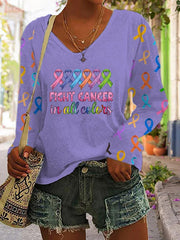 Women's Fight  In All Colors V-neck Long Sleeve T-shirt