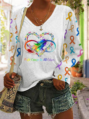 Women's Fight  In All Colors V-neck Long Sleeve T-shirt
