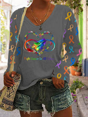 Women's Fight  In All Colors V-neck Long Sleeve T-shirt