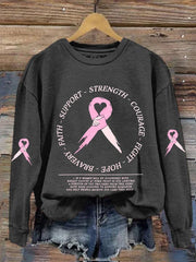 Women's Faith Support Strength Courage Fight Hope Bravery Awareness Printed Sweatshirt