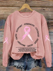 Women's Faith Support Strength Courage Fight Hope Bravery Awareness Printed Sweatshirt