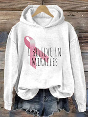 Women's We Believe in Miracles Awarenes Printed Hoodie