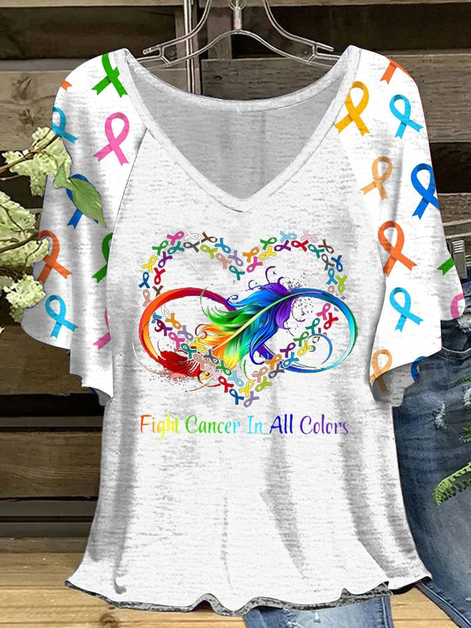 Women's Fight  In All Colors Ruffle Sleeve T-Shirt