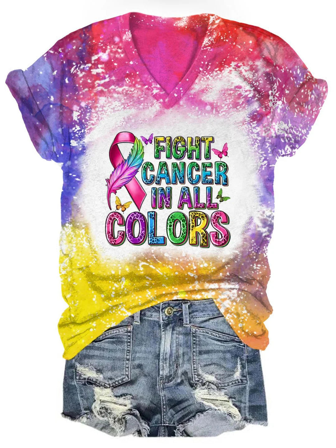 Women's Fight  In All Colors Print T-Shirt