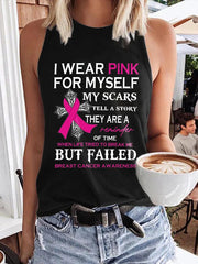 Faith Awareness I Wear Pink For Myself Print Tank Top