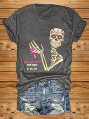 Awareness Skull Check Your Boobs Mine Tried To Kill Me Print T-Shirt