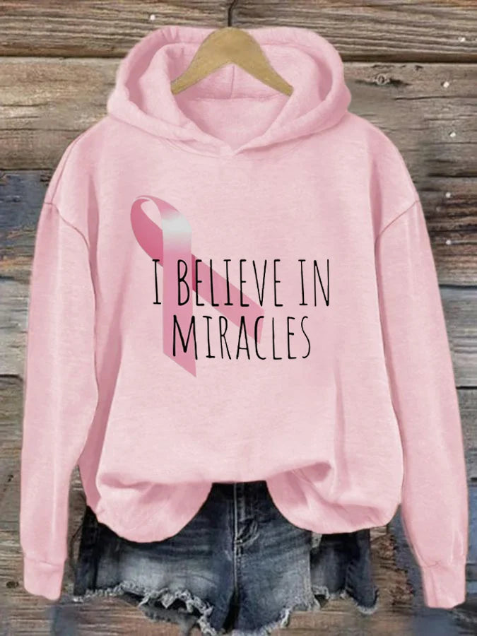 Women's We Believe in Miracles Awarenes Printed Hoodie
