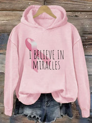 Women's We Believe in Miracles Awarenes Printed Hoodie