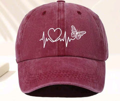 Butterfly Printed Soft Cotton Baseball Cap, Unisex Outdoor Sun Visor Hat