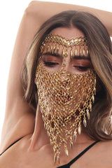Gold Face Chain For Ladies, Face Veil Mask, Face Accessory, Oriental Head Jewelry, Arabic Style Metal Chain Face Jewelry