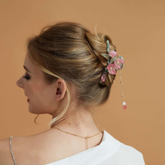 Red Camellia Flower Hair Claw, Flower Hair Clips, Wedding Hair Accessories