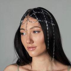 Hair Chain Headpiece with Crystals, Forehead & Temple Draped Jewelry, Festival, Bridal, Party Hair Accessory