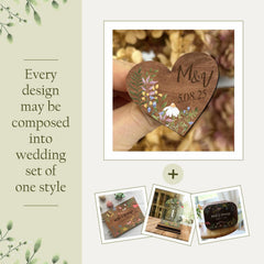 Custom Wooden Name Hearts, Wedding Boutonnieres, Guest Favors