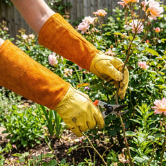 Personalized Long Cuff Leather Gardening Gloves, Rose Pruning Garden Gloves, Yard Work Gloves